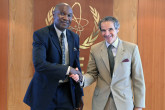 Rafael Mariano Grossi, IAEA Director-General, met with Enobot Agboraw, the new Executive Secretary of AFCONE, at the Agency headquarters in Vienna, Austria. 24 June 2022. 