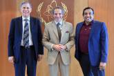 Rafael Mariano Grossi, IAEA Director-General, met with Suresh Pillai, Director, and Oscar Acuna, Training and Capacity Building Coordinator, from Texas A&M National Center for Electron Beam Research during their courtesy meeting with the DG at the Agency headquarters in Vienna, Austria. 24 June 2022. 