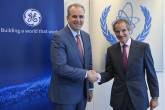 Rafael Mariano Grossi, IAEA Director General, met with Peter Arduini, President & CEO, GE Healthcare, during his official visit to the Agency headquarters in Vienna, Austria. 14 July 2022. 