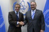 Rafael Mariano Grossi, IAEA Director-General, met with Ambassador Akan Rakhmetullin, Chair of the Second NPT Prepcom during his official visit to the Agency headquarters in Vienna, Austria. 5 February 2024. 