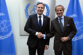 Rafael Mariano Grossi, IAEA Director-General, met with HE Mr. Antony J. Blinken, Secretary of State, United States of America during his official visit to the Agency headquarters in Vienna, Austria. 15 March 2024.