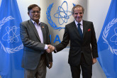 Rafael Mariano Grossi, IAEA Director-General, met with HE Dr. Hasan Mahmud, MP, Hon’ble Foreign Minister of Bangladesh, during his official visit to the Agency headquarters in Vienna, Austria. 29 April 2024.