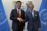 Rafael Mariano Grossi, IAEA Director-General, met with Mr. DONG Baotong, Administrator, China National Nuclear Safety Administration, during his official visit to the Agency headquarters in Vienna, Austria. 27 May 2024.