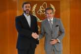 Rafael Mariano Grossi, IAEA Director-General, met with H.E. Mr. Kazem Gharib Abadi, Deputy FM for Legal and International Affairs of the Islamic Republic of Iran, during his official visit to the Agency headquarters in Vienna, Austria. 31 October 2024.
