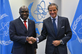 Rafael Mariano Grossi, IAEA Director-General, met with Ambassador Harold Adlai Agyeman, Ambassador and Permanent Representative to the United Nations and Chair-Designate, 3rd NPT Prep Com, during his official visit to the Agency headquarters in Vienna, Austria. 15 January 2025.