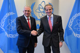 Rafael Mariano Grossi, IAEA Director-General, met with HE Mr. Arnoldo Ricardo Andre Tinoco, Minister for Foreign Affairs of Costa Rica, during his official visit to the Agency headquarters in Vienna, Austria. 15 May 2025.