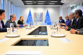 Rafael Mariano Grossi, IAEA Director-General, met with Dr. Haitham Mohamed Awadalla, Undersecretary of the Ministry of Health of Sudan, during his official visit to the Agency headquarters in Vienna, Austria. 9 July 2025.