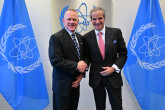 Rafael Mariano Grossi, IAEA Director-General, met with Paul Watzlavick, Senior Bureau Official (SBO) ISN Bureau, Department of State, during his official visit to the Agency headquarters in Vienna, Austria. 15 July 2025.