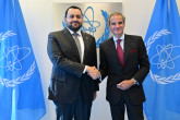 Rafael Mariano Grossi, IAEA Director-General, met with HE Dr. Mohammed bin Abdulaziz Al-Khulaifi, Minister of State of Qatar, during his official visit to the Agency headquarters in Vienna, Austria. 4 September 2025.