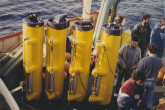 Part of research programmes ECOMARGE (ECOsystèmes de MARGE continentale), in the Gulf of Lion and DYFAMED (Dynamique des Flux Atmosphériques en Méditerranée) in the Ligurian Sea. 1986 (date uncertain). Please credit IAEA.