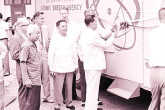 Cutting the ribbon at the opening ceremony of the training courses.  11 April 1961. Please credit IAEA/HAEUPL Josef
