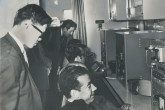 Professors of the University of Nuevo León carrying out experiments in radioisotope techniques. March 1960. Please credit Mexican Nuclear Energy Commission
