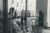 Outside the window in the background is the Oesterreichische Studiengesellschaft reactor. The IAEA laboratory will use the facilities of the Austrian reactor for activation analysis.  October 1961.  Please credit IAEA  