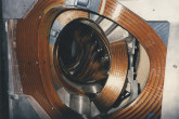 Inside view of the coils of Wendelstein 7-AS stellarator.
(IAEA Archives/Credit: Max-Planck-lnstitut fur Plasmaphysik, Germany)