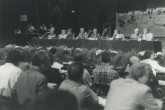 View of the podium during the opening of the 7th Fusion Energy Conference in Innsbruck, Austria, 23 August 1978.
L.t.r.: C. De Mol (IAEA), J. Phillips (IAEA), R.S. Pease (United Kingdom), F. Prior (Austria), H. Kakihana (IAEA), R. Niescher (Austria), F. Cap (Austria), V.S. Vlasenkov (IAEA).
(IAEA Archives)