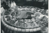 HBTXI reversed field pinch device as installation nears completion, showing a copper ring which will the plasma during electrical testing.
HBTXI was started up in 1970.
(IAEA Archives/Credit: UKAEA, United Kingdom)