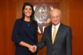 IAEA Director General Yukiya Amano met with Ambassador Nikki R. Haley, United States Permanent Representative to the United Nations, at the IAEA headquarters in Vienna, Austria on 23 August 2017.
