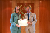 The new Resident Representative of Iceland to the IAEA, HE Ms Helga Hauksdóttir, presented her credentials to IAEA Director General Rafael Mariano Grossi, at the Agency headquarters in Vienna, Austria. 11 August 2023.