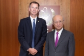 IAEA Director General Yukiya Amano met with the new  Foreign Secretary of the United Kingdom, the Rt. Hon Jeremy Hunt at the IAEA headquarters in Vienna, Austria, on 1 August 2018.