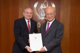 The new Resident Representative of Switzerland to the IAEA, Benno Laggner, presented his credentials to IAEA Director General Yukiya Amano at the IAEA headquarters in Vienna, Austria, on 1 August  2018.