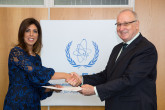 The new Resident Representative of Jordan, Leena Al-Hadid, presented her credentials to Aldo Malavasi, IAEA Acting Director General and Head of the Department of Nuclear Sciences and Applications at the IAEA headquarters in Vienna, Austria, on 30 August 2018.