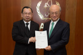 The new Resident Representative of Thailand, Songsak Saicheua, presented his credentials to IAEA Director General Yukiya Amano at the IAEA headquarters in Vienna, Austria on 24 April 2017.