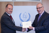 The new Resident Representative of Colombia to the IAEA, Miguel Camilo Ruiz Blanco, presented his credentials to Aldo Malavasi, IAEA Acting Director General, and Head of the Department of Nuclear Sciences and Applications at the IAEA headquarters in Vienna, Austria, on 6 September 2018.