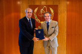 The new Resident Representative of Slovakia to the IAEA, HE Mr. Peter Burian presented his credentials to IAEA Director General Rafael Mariano Grossi, at the Agency headquarters in Vienna, Austria. 17 July 2023.
