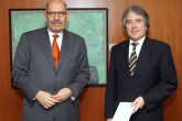 Presentation of Credentials of the new Resident Representative of Switzerland, H.E. Ambassador Bernhard Marfurt, to IAEA Director General Mohamed ElBaradei, IAEA, Vienna, Austria, 12 February 2008.