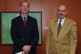 Presentation of credentials of the new Resident Representative/Governor of Austria, Dr. Helmut Bäck, to IAEA Director General Mohamed ElBaradei, IAEA, Vienna, Austria, 2 July 2008.