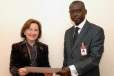 Presentation of credentials of the new Resident Representative of Gabon, H.E. Ambassador Nambo-Wezet, to IAEA Deputy Director and Head of the Department of Technical Cooperation Ms. Ana Maria Cetto, IAEA, Vienna, Austria, 30 September 2008.