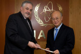 Presentation of credentials of the new Resident Representative of Serbia, H.E. Vuk Zugic, to IAEA Director General Yukiya Amano, IAEA, Vienna, Austria, 28 February 2012.