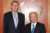 Presentation of credentials of the new Resident Representative of the Netherlands, H.E. Mr. Peter van Wulfften Palthe, to IAEA Director General Yukiya Amano, IAEA, Vienna, Austria, 15 August 2012.