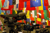 The IAEA press briefing on North Korea received worldwide coverage.(Credit: Dean Calma / IAEA)