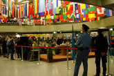 Inside the Rotunda of the Vienna International Centre, the IAEA's
headquarters where the press briefing took place.(Credit: Dean Calma / IAEA)