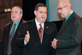 A. Rumyantsev, Minister for Atomic Energy, Russian Federation; S.Abraham, Secretary of Energy, USA and IAEA Director General M. ElBaradei. (Photo Credit : Calma/IAEA)