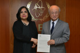 Presentation of credentials by the new Resident Representative of Pakistan, Ms Ayesha Riyaz to IAEA Director General Yukiya Amano. IAEA, Vienna, Austria, 21 January 2014.
