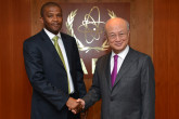 Presentation of credentials by the new Resident Representative of the Republic of South Africa, Mr Tebogo Joseph Seokolo, to IAEA Director General Yukiya Amano. IAEA, Vienna, Austria, 25 February 2014.