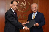 Presentation of credentials by the new Resident Representative of Japan, Mr Mitsuru Kitano, to IAEA Director General Yukiya Amano. Vienna, Austria, 3 September 2014