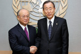 UN Secretary-General Ban Ki-moon (right) met  IAEA Director General Yukiya Amano at the United Nations headquarters in New York, 8 January 2010. (Photo: P. Fligueiras/UN)