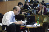 Journalists covering the meeting on Iran&acute;s nuclear programme. (Photo Credit: D. Calma/IAEA)