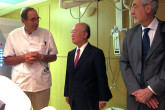 As part of his personal commitment to focus on the IAEA's cancer control work, IAEA Director General Yukiya Amano took the opportunity to review the cancer treatment facilities available to the Monagesque population.  The Director General and Massoud Samiei, Director, IAEA Programme of Action for Cancer Therapy (PACT) (right), reviewed the hospital's radiotherapy and nuclear medicine wings. (Photo: D. Sacchetti/IAEA)