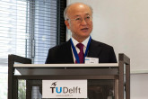 IAEA Director General Yukiya Amano delivers his speech at the ceremony launching the first Masters Programme in Nuclear Security at the Reactor Institute of the Delft University of Technology during his official visit to the Netherlands. 18 April 2013
