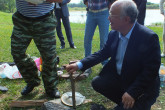 Soup made from fish freshly caught from Lake Udomlya is prepared for IAEA Director General Yukiya Amano and his delegation by local residents during his visit to Kalinin Nuclear Power Plant. 18 May 2013