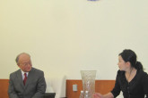 During his official visit to Mongolia, IAEA Director General Yukiya Amano met Ms. Jadambaa Tsolmon, Vice-Minister for Health, to discuss the Agency's continuing support for Mongolia's cancer control program.