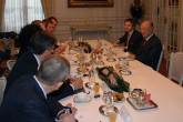 The Belgian Prime Minister, Yves Leterme, and IAEA Director General Yukiya Amano discuss current nuclear issues during their meeting at the Prime Minister's official residence in Brussels, 19 May 2011.