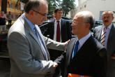 IAEA Director General Yukiya Amano visit to the Mother Tereza Hospital, Albania, 15 July 2011.