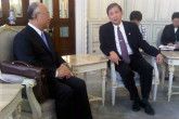 IAEA Director General Yukiya Amano with Thai Minister for Science and Technology Plodprasop Suraswadi. 4 October 2011.