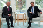 IAEA Director General Yukiya Amano met H.E.  Mr. Sauli Niinisto, President of the Republic of Finland, during his official visit on 22 August 2012, Mantyniemi, Finland. 2012.