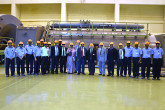 IAEA Director General Yukiya with Mr K.C. Purohit; Mr Ramachandran Swaminathan, Ambassador of India in Vienna; Mr. Sekhar Basu, Director, BARC; and workers at the Tarapur Atomic Power Station (TAPS), in the turbine hall 30/8/12. India. 12 March 2013
